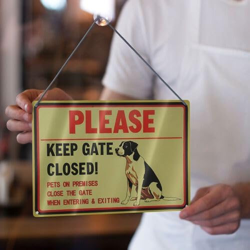 Vintage Metal 'Keep Gate Closed' Sign with Great Dane Illustration - 8x12 Inch Tin Warning Sign for Yard, Home, Kitchen, or Garage Decor - Red Border & Black Text for Easy Visibility, Home Wall Art - Image 7