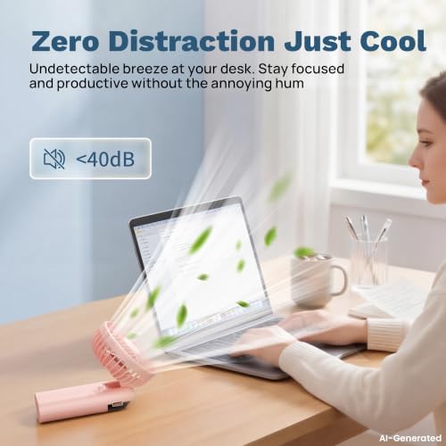 AJVV Handheld Fan Rechargeable, Portable Mini Fan, Up to 10H Runtime, 180° Foldable Personal Fan, USB Travel Fan with 3000mAh Battery for Pocket, Office, Bedroom, Camping - Image 7