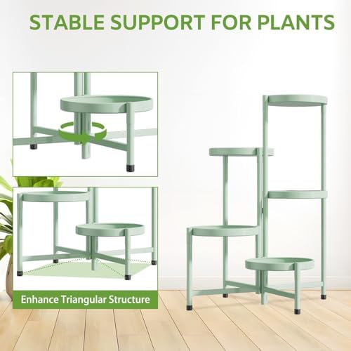 iDavosic.ly 5 Tier Large Plant Stand Indoor Outdoor, 10 In Wide Tray, Green - Image 6