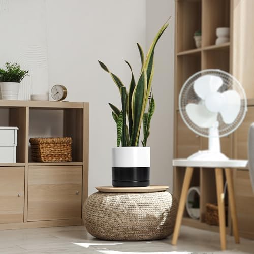 D'vine Dev 8.2 Inch Ceramic Planter Pot, Black White Two Tone, 94-O-D-L - Image 6