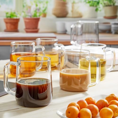 Large Glass Coffee Mugs, 20 oz Glass Coffee Cups Set of 6, Clear Borosilicate Glass Mugs with Handles for Cappuccino, Tea, Latte, Hot/Cold Beverages, Wine, Americano - Image 7