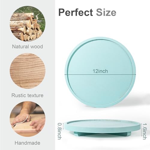 Round Decorative Tray Farmhouse Kitchen Decor Soap Dish, 12" Light Blue - Image 6