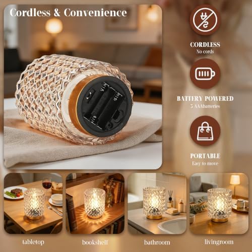 ULAROOM Battery Operated Table Lamp,Cordless Accent Mini Lamp,1 Pack Clear - Image 7