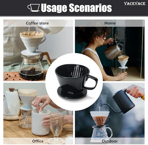 Ceramic Pour Over, Black Ceramic Pour Over Coffee Dripper,3 Holes - Image 7