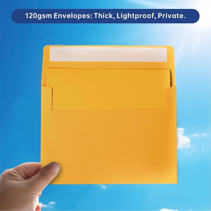 Keketer A7 Color 5x7 Printable Envelopes 50 Pack Self - Seal, for 5x7 Cards, Weddings, Invitations, Baby Shower 5.25 x 7.25 Inches