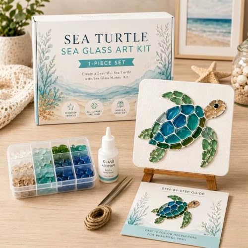 LWLQCZJ Sea Glass Art Kit - DIY Fun Craft Kit for Adults, Beginner Friendly (Turtle) - Image 3