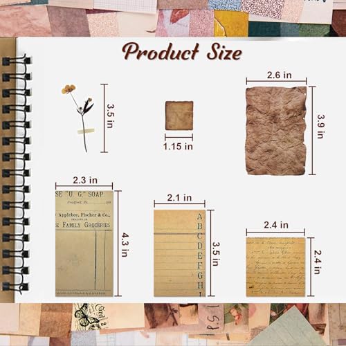 565 Pcs Vintage Scrapbook Paper Kit, Scrapbook Paper Supplies with Flowers Stickers, Journaling Decorative CraftPaper Set for Junk Journal, Retro Crafts - Image 7