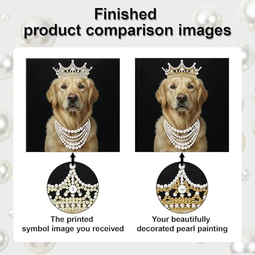 LQCrafK DIY Pearl Art Painting Handcraft Kit for Adults Beginners with Tools and Framed Painting, Creative Design,Self-Adhesive, Healing Stress-Relieving Home Wall Decoration-Royal Dog - Image 7