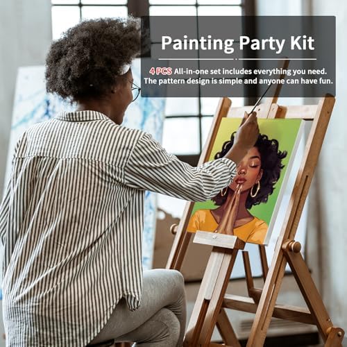 VOCHIC Sip and Paint Kit for Adults,Pre Drawn Canvas 4 Pack Painting Kit Party Girls Night Games Couples Paint Art Set Pray Girl 8x10 in - Image 6