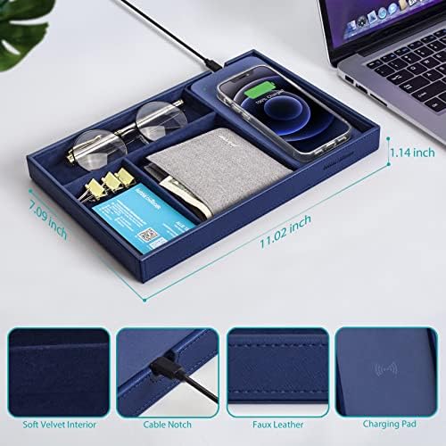 Valet Tray, Built in Wireless Charging Pad, Nightstand Organizer - Image 6