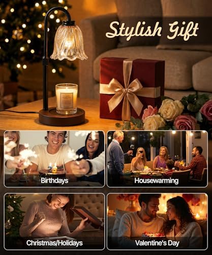 Candle Warmer Lamp with Timer Dimmer,2 Bulbs, Floral - Image 7