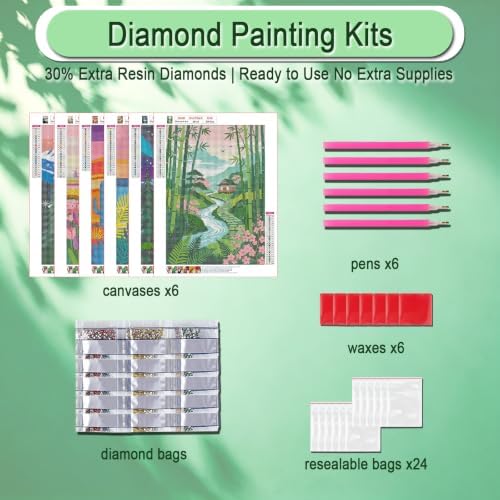 DOZEEZOP 6-Pack Diamond Art Kit for Adults, 5D Diamond Painting 12x16 Inch - Image 7