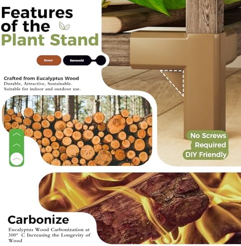 Bamworld Plant Stands Indoor 5 Sets Plant Shelves Outdoor - Image 6