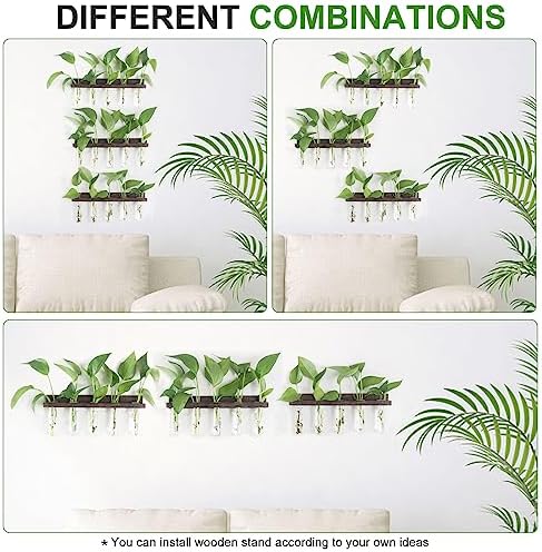 Renmxj Wall Hanging Plant Propagation Station 15 Glass Test Tubes - Brown - Image 6