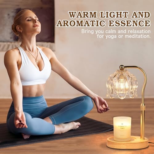 Funistree Flower Candle Warmer Lamp with Timer, Dimmable Candle Lamp Warmer, Christmas Birthday Gifts for Women Mom Her, Housewarming Home Decor, Lotus Wax Warmer for Yankee Candles - Crystal Clear - Image 7
