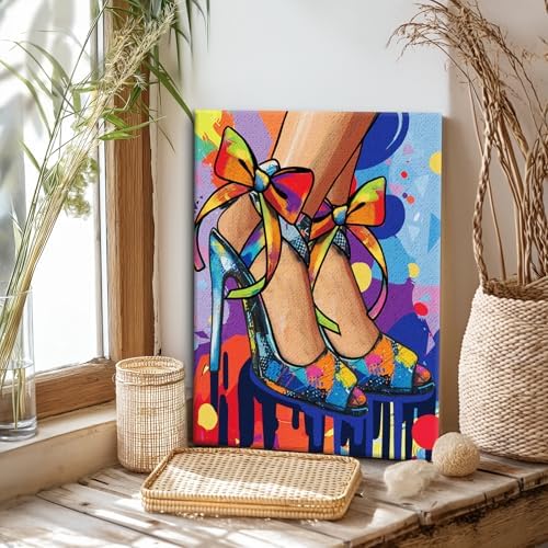 4 PCS Pre Drawn Canvas to Paint for Adults 8 x 10 Inch Couple Sip and Paint Kit Party Supplies Favor Shoes Couples Painting Kit Date Night Canvas Painting Kit for Valentine's Day Painting - Image 7