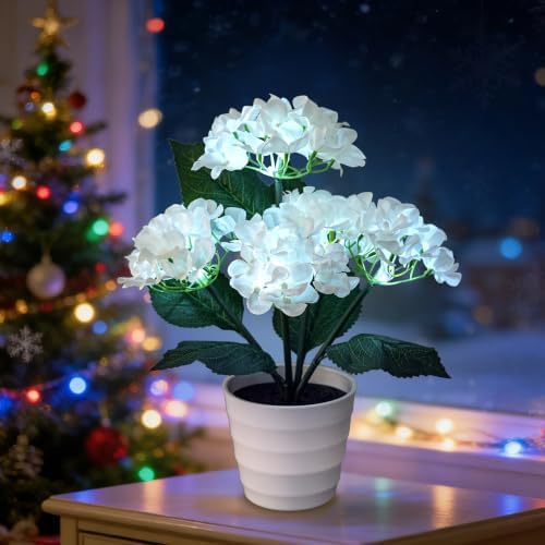 White Hydrangea Flower Lamp Flower Decor for Birthday Mothers Day Christmas - Image 2