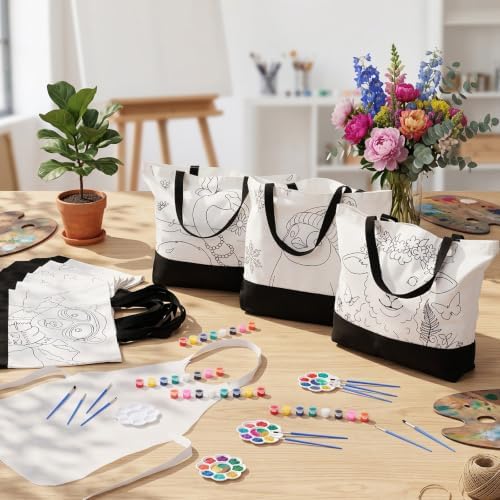 Locmeo 10 Set Paint and Sip Canvas Bags Pre Drawn Kit,Animal - Image 6