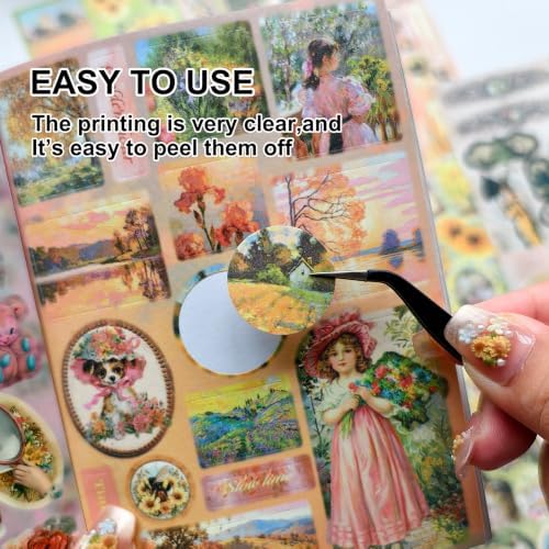 Cottagecore Vintage Floral Sticker Book 30 Sheets 500pcs Scrapbook Ephemera - Image 7