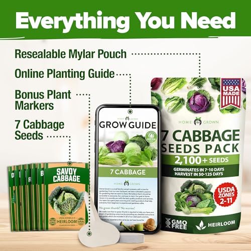HOME GROWN 7 Cabbage Variety Mix 2000+ Vegetable Seeds - Image 7