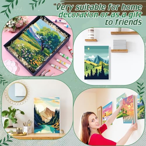 Zhanmai 88 Pcs 8 x 10 Inch Pre Drawn Canvas for Painting Kit Pre Stretched Canvas for Sip and Paint Party Favor Coloring DIY Virtual Party Birthday Gifts Adult's Date Night(Natural Scenery) - Image 6