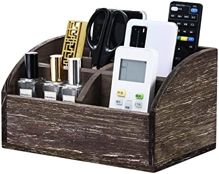 OKSQW Wood Desk Organizer, Solid Wooden Dark Brown Pen Holder for Desktop Organizer, No Need Assembly, Home Office Supplies Workspace Organizers Mail Holder Remote Control Countertop Storage Box - Image 7