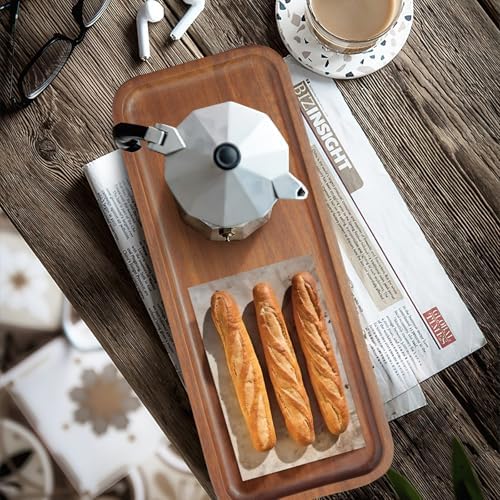 Solid Acacia Wood Serving Tray - 14" x 5.5" Wooden Mini Charcuterie Boards, Small Cheese Board, Rectangle Wooden Tray for Kitchen Counter, Bathroom, Home Decor, Party (3, 14"X5.5") - Image 6
