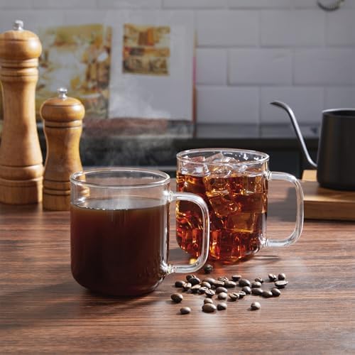 Glass Coffee Mugs, 14 oz iced coffee cups, Clear Tea Cups Set of 2, Glass Mugs with Handles, Glass Cups for Latte, Cappuccino, and Tea - Image 7