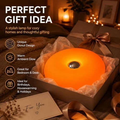 Donut Table Lamp,Orange Acrylic Shade,Ambient Lighting Decor - Image 7