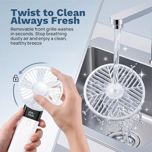 AJVV Handheld Fan Rechargeable, Portable Mini Fan, Up to 10H Runtime, 180° Foldable Personal Fan, USB Travel Fan with 3000mAh Battery for Pocket, Office, Bedroom, Camping - Image 7