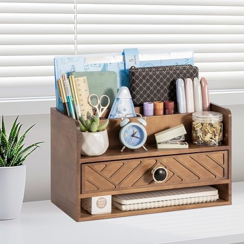 Desk Organizer with Drawer, Countertop Bill Mail Organizer and File Storage - Image 6