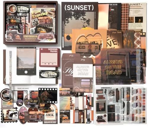 ATIRAMANIYA 346pcs Vintage Scrapbook Kit Aesthetic Junk Journal Set with Stickers, Washi Tape, A6 Notebook & Decorative Paper, All-in-One Scrapbook Kit Stationery (Time Traveler) - Image 7