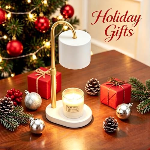 Dreamholder Electric Candle Warmer Lamp with Timer, Dimmable Candle Lamp with Adjustable Height, Wax Melter for Jar Candles Wood Base Floral Home Decor Gifts for Women Mom, White Gold - Image 7