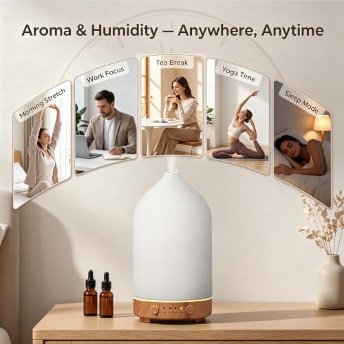 Gooamp 200ML Ceramic Essential Oil Diffuser for Home, Stone Diffuser 2 Pack - Image 7