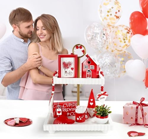 Valentine's Day Decorations for Home Office 8 PCS Tiered Tray Decor Set - Image 6