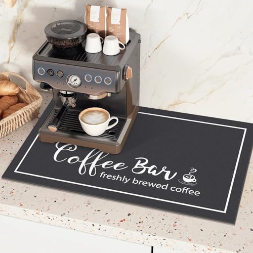 Findosom 12"x 20" Dish Drying Mat, Super Absorbent & Cuttable Coffee Mat, Hide Stain Bar Mat for Kitchen Counter, Coffee Bar Accessories, Black (Pack of 2) - Image 6