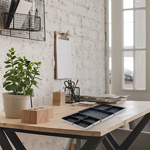 Welaxy 7pc Shallow Felt Desk Drawer Organizers Trays Charcoal Storage Bins - Image 6