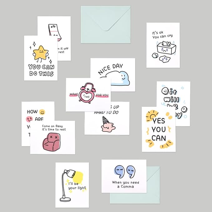 Monolike Day-by-day Card, Comfort for you - Mix 36 Mini Single cards, 36 envelopes, 36 stickers Package