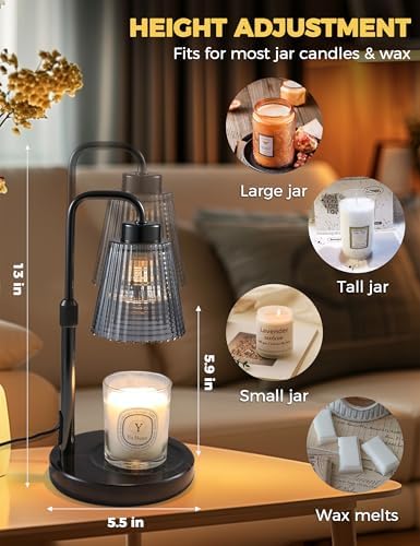 Marble Candle Warmer Lamp Black with Cycle Timer, Dimmable Wax Melt Warmer - Image 5