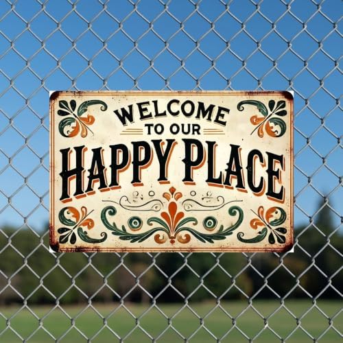 Vintage Happy Place Metal Sign,Retro Funny Home Tin Sign,Wall Aesthetics for Bar Pub Club Cafe Living Room Kitchen Restaurant Shop Office,8x12 Inches (Happy Place-07) - Image 7
