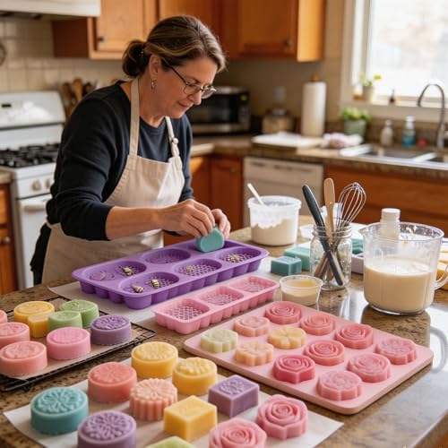 Soap Making Kit for Adults All-in-One Soap Making Supplies Includes Melt & Pour 2.2LBs Goat Milk Soap Base, Silicone Loaf Molds, Cutting Box Premium 500+PCS DIY Craft Supplies - Image 7
