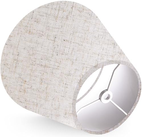 GO&SO Small Mini Oatmeal Linen Lamp Shades Set of 2,5"×9"×6.4" Beige Bell - Image 6