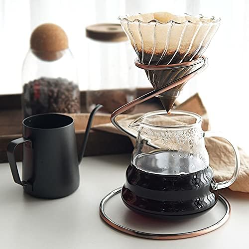 Pour Over Coffee Maker Set - Glass Dripper, Metal Stand, 600ml Heat-Resistant Server, 40 Filters - 4 in 1 for Home or Office (Bronze) - Image 6