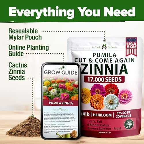 HOME GROWN Zinnia Seeds, Pumila Mix, 17,000 Seeds, Zinnia elegans - Image 7