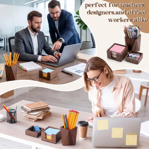 Novabright 3 Pcs Walnut Wooden Desk Organizer Set Office Desk Accessories - Image 6