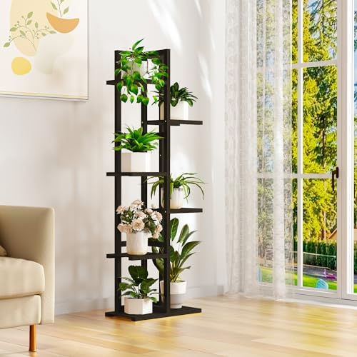 ROMGUAR CRAFT 6 Tier Bamboo Plant Stand Indoor, Tall Flower Holder, Brown - Image 6
