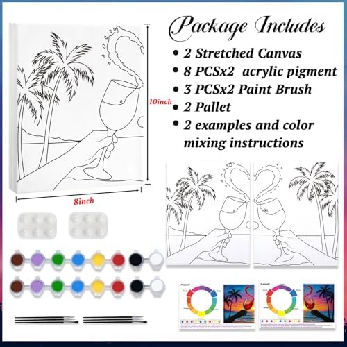 PAILIM Paint and Sip kit for Adults Seaside Pre Drawn Canvas Party Kits - Image 5