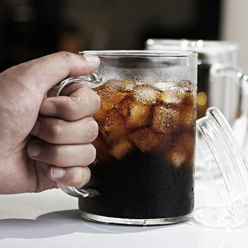LUXU Glass Coffee Mugs (Set of 2),27oz Large Glass Coffee Cups Clear Glass Tea Cups Overnight Oats Containers with Glass Lid,Cute Coffee Bar Accessories,Iced Coffee Glasses for Latte,Cereal,Yogur - Image 7