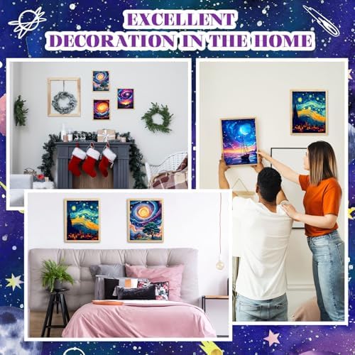 Humyoun 8 Sets 8" x 10" Starry Sky Pre Drawn Canvas to Paint for Sip and Paint Party Starry Sky Predrawn Coloring Set Pre Sketched Canvas Boards with Paints and Brushes for Adult - Image 6