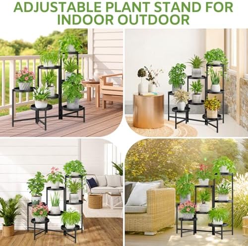 iDavosic.ly 7 Tier Large Plant Stand Indoor Outdoor, 10 In Wide Tray, Black - Image 6